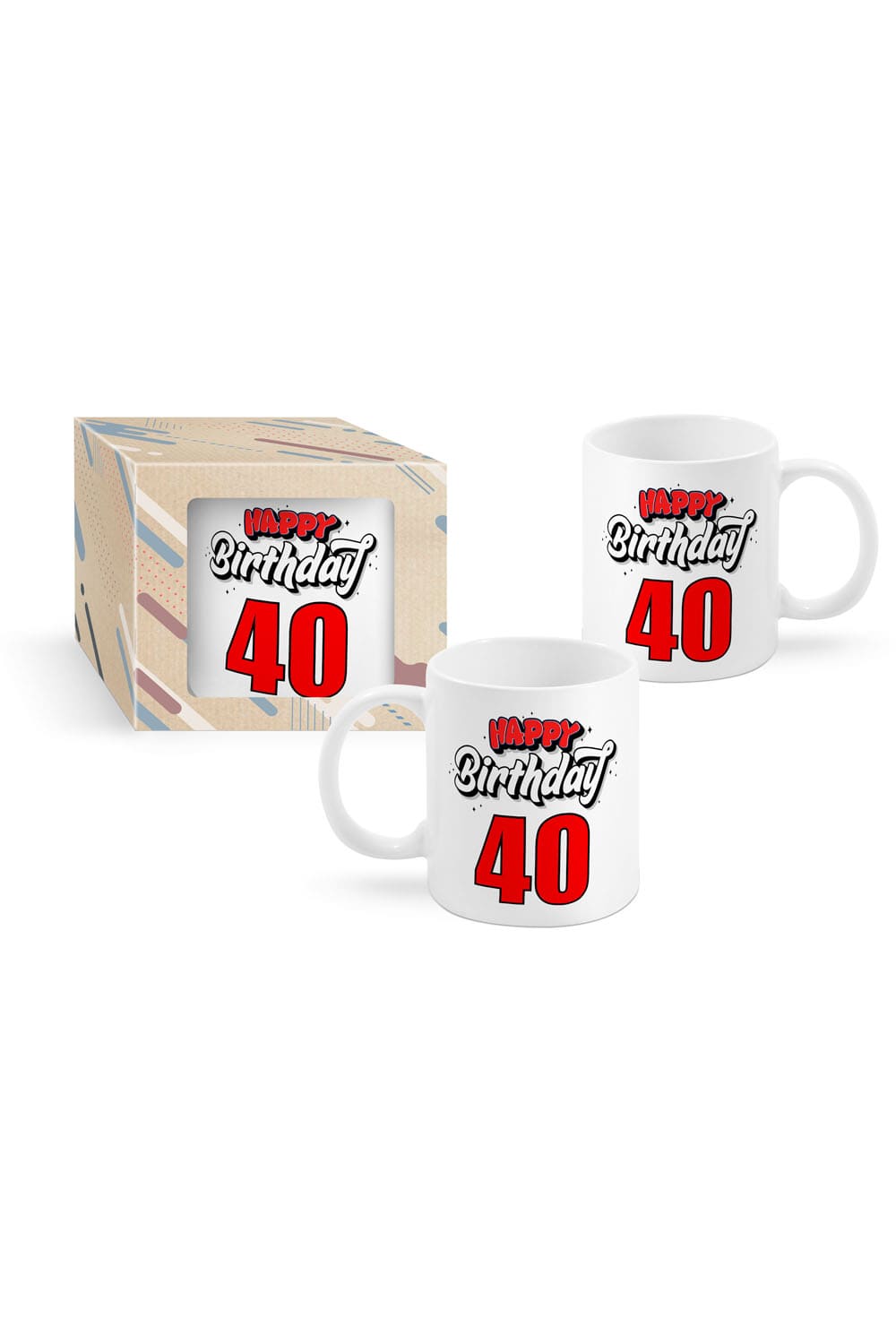 Tasse zum 40. Geburtstag. Happy Birthday. Tasse mit schoener Verpackung