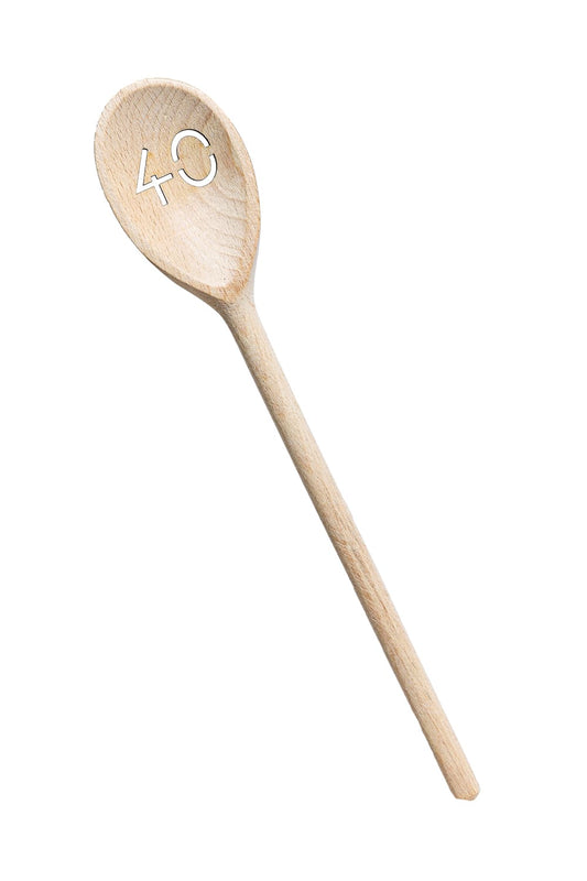 Mit dieser kreativen Holzkelle macht das Kochen doppelt so viel Spass. Die Zahl 40 ist ausgestanzt. Ein perfektes Holzgeschenk. Dieser kleine und witzige Kuechenhelfer ist ein perfektes Geschenk zum 40. Geburtstag.