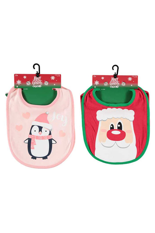 Weihnachtslatz Mit Klebeverschluss im 2er Set. Weihnachtliche Laetze fuer Baby, Neugeborene und Kleinkinder zu Weihnachten