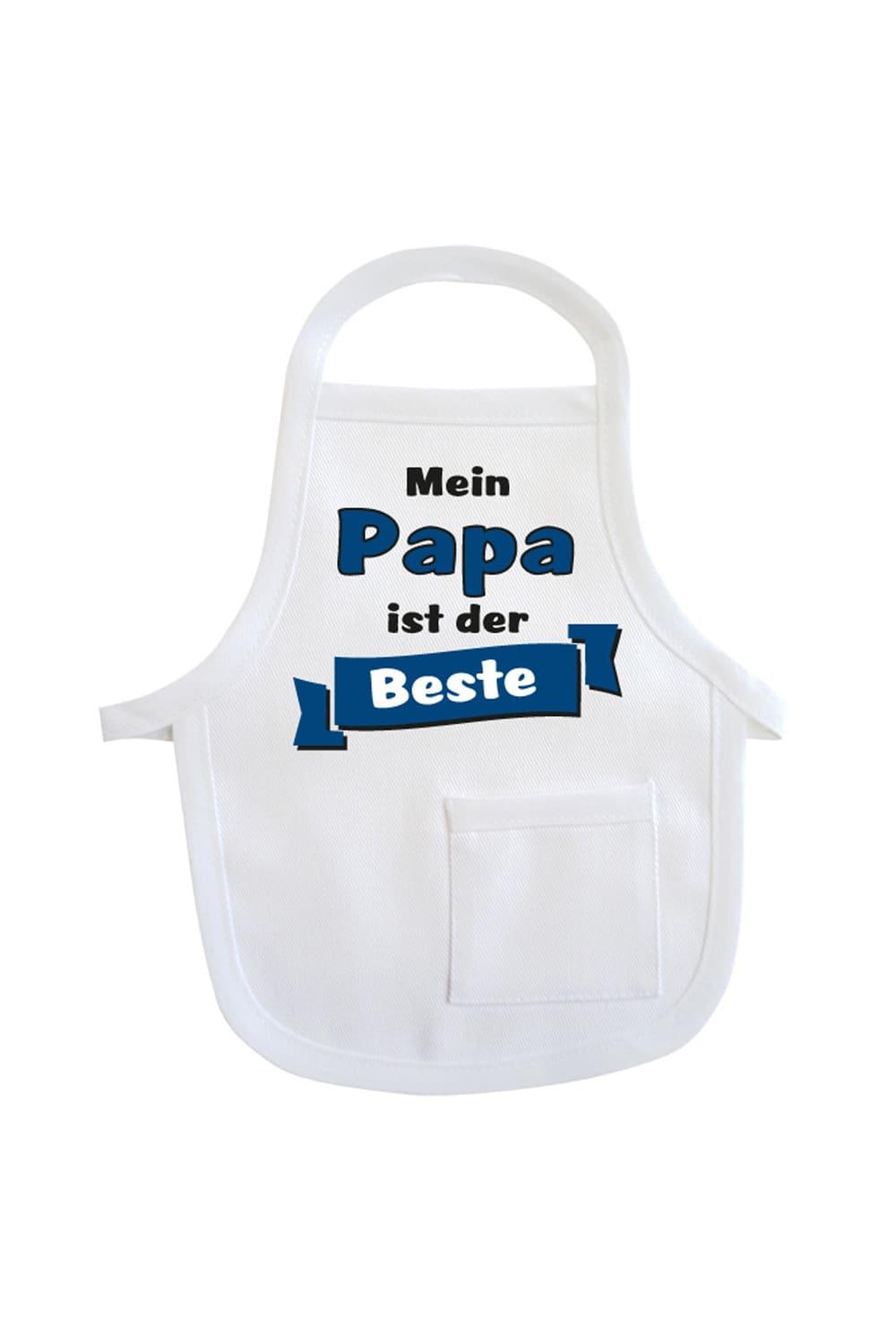 Die Mini-Schuerze ist ein kreatives Accessoire fuer Geschenke und Flaschen. Einfach die Mini-Schuerze um eine Flasche oder Geschenk haengen und fertig ist die Geschenkverpackung. Die Mini Schuerze mit dem Spruch: Mein Papa ist der Beste. Die Flaschenschuerze zum Geburtstag, zu Weihnachten, zum Valentinstag usw.