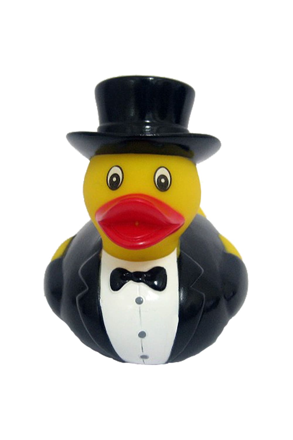 Diese Braeutigam Badeente traegt ein Zylinder auf dem Kopf. Die Badeente hat eine Standartgroesse von 8 cm. Ein witziges Geschenk zur Hochzeit!