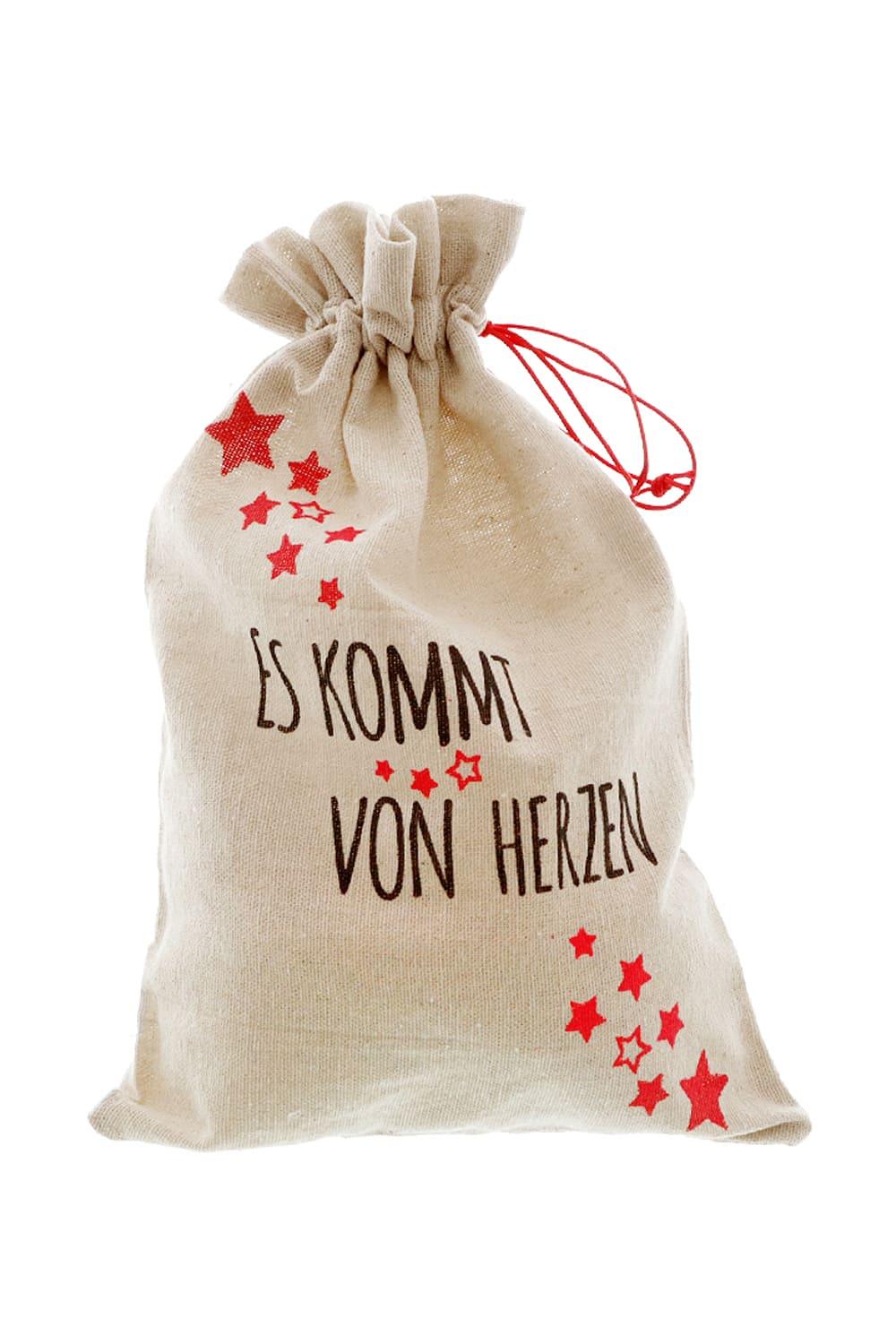 Dieser Samichlaus Sack ist mit der Aufschrift: Es kommt von Herzen. Der Chlaussack ist aus Jute. Eine originelle und beliebte Geschenkverpackung für den Samichlaus Tag und die Weihnachtszeit. Einfach mit Leckereien und kleinen Geschenke befuellen!