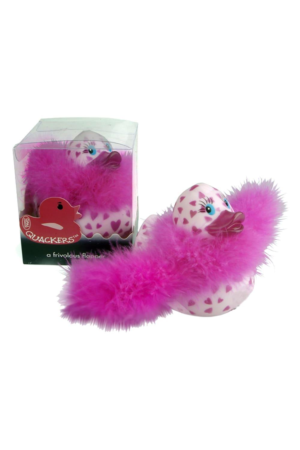 Diese Darling Federboa Badeente traegt eine flauschige kleine Mini-Federboa um den Hals. Die suesse Badeente hat eine Groesse von 10 cm und ist verpackt im Boexli.