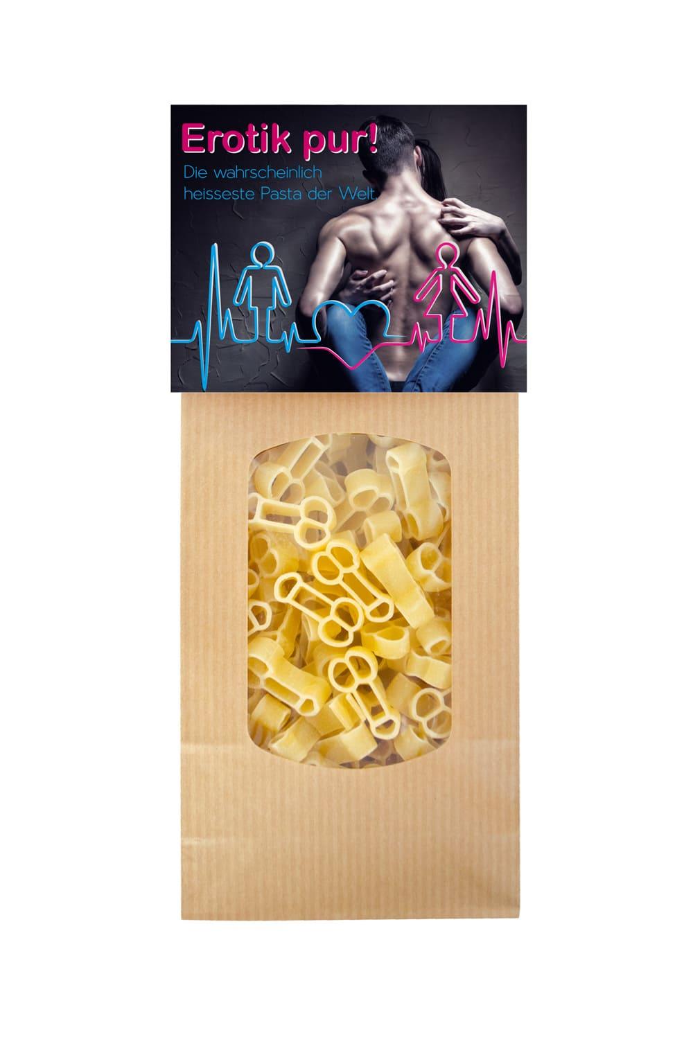 Diese lustigen Pasta sind in Penisform. Auf der Verpackung steht der witzige Spruch: Erotik pur! Die wahrscheinlich heisseste Pasta der Welt. Diese Penis Teigwaren sind einfach der Brueller. Ein grossartiges Geschenk fuer Alle, die Humor lieben.