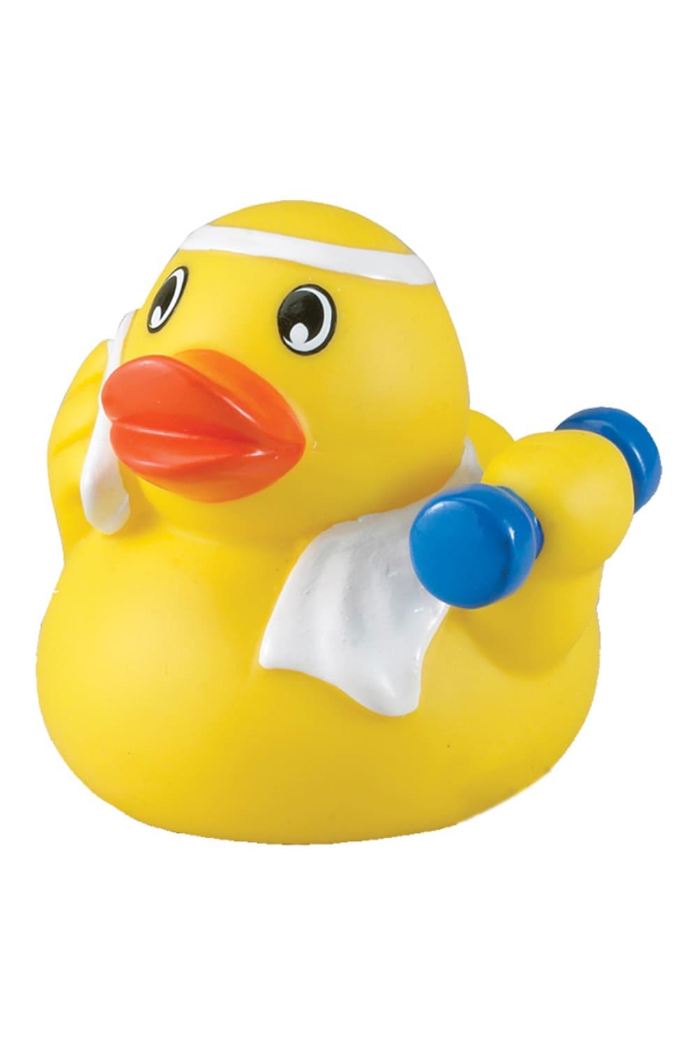 Diese Badeente traegt ihr Entenkleid im Fitness Gym Style. Die witzige Badeente hat eine Standartgroesse von 8 cm. Ein lustiges Geschenk fuer Fitness Liebhaber.