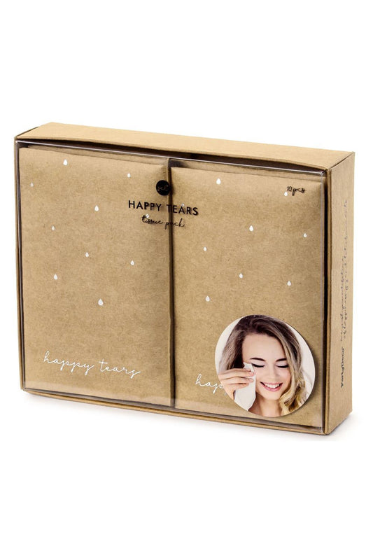 Diese Taschentuecher sind perfekt fuer die Hochzeitsgaeste. Mit den Taschentuechern können die Freudentränen abgewischt werden. 1 Packung enthält 10 Tueten mit je 3 Taschentuechern! Auf jeder Tuete sind kleine Traenchen und die Aufschrift: Happy Tears. Ein herziges Geschenk und Mitbringsel fuer eine Hochzeitszeremonie.