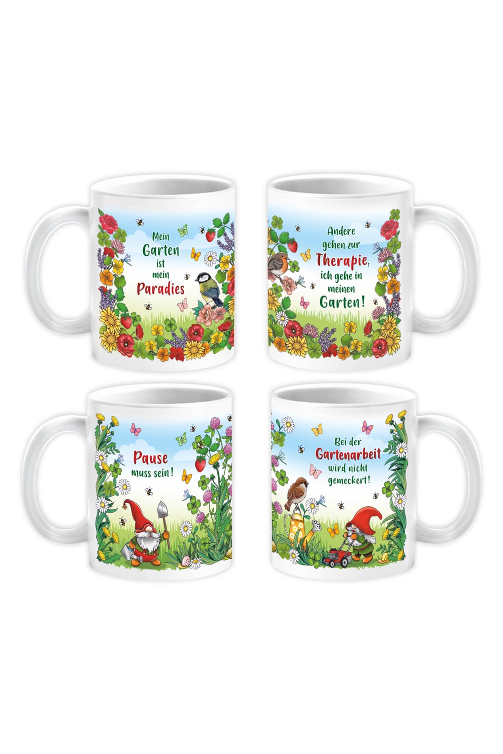 Diese Garten Tasse ist fuer alle Gaertner und Gartenliebhaber. Laessige Mug mit Garten Motiv. Zwei diverse Motive auswaehlbar. Die Tasse ist beideitig unterschiedlich bedruckt. Jetzt bei Geschenk Insel.
