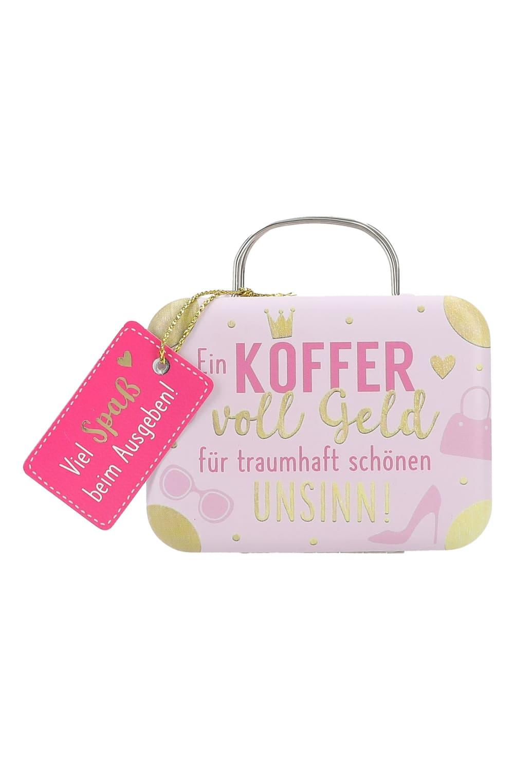 Geldkoffer Geldgeschenk mit Spruch: Ein Koffer voll Geld fuer traumhaft schoenen Unsinn.