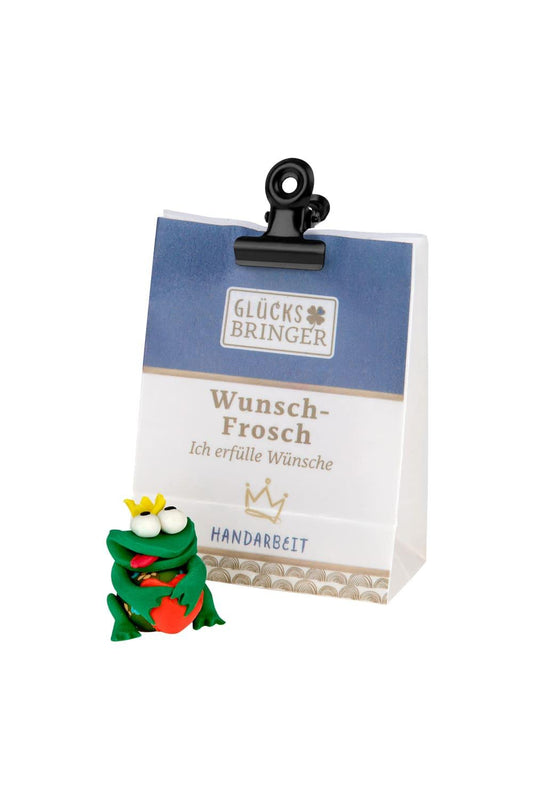 Der Minibeutel verschliesst sich durch eine Klammer. Jeder Gluecksbringer leuchtet im Dunkeln. Wunschfrosch: Ich erfuelle Wuensche.