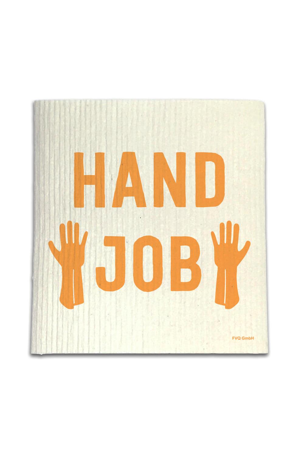 Der Abwasch macht wieder Spass mit dem lustigen Spuellappen. Auch perfekt als tolle Dekoration fuer die Kueche. Ein witziges Geschenk oder Mitbringsel zum Geburtstag zu Weihnachten oder fuer einen sonstigen Anlass. Der witzige Spuellappen mit der Aufschrift: Hand Job.