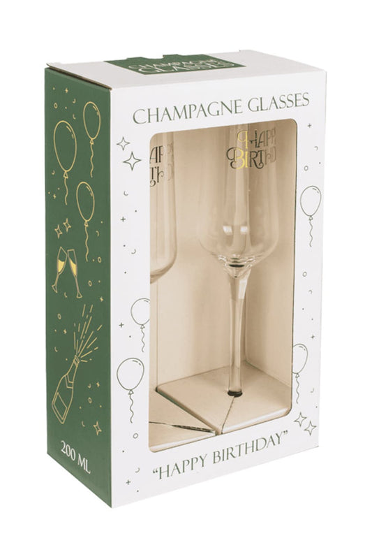 Happy Birthday Sektglaeser (2er-Set) verpackt in einem Geschenkkarton! Jetzt bei geschenkinsel.ch kaufen. Schweizer Onlineshop!