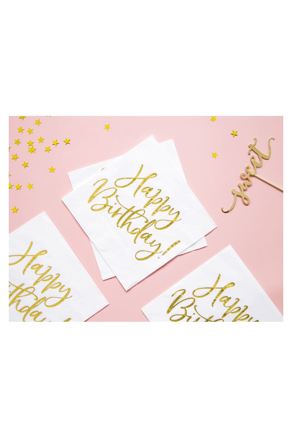 Diese Happy Birthday Servietten sind perfekt als Geschenk oder Dekoration zum Geburtstag. Eine Packung beinhaltet 20 Papierservietten (gold-weiss).