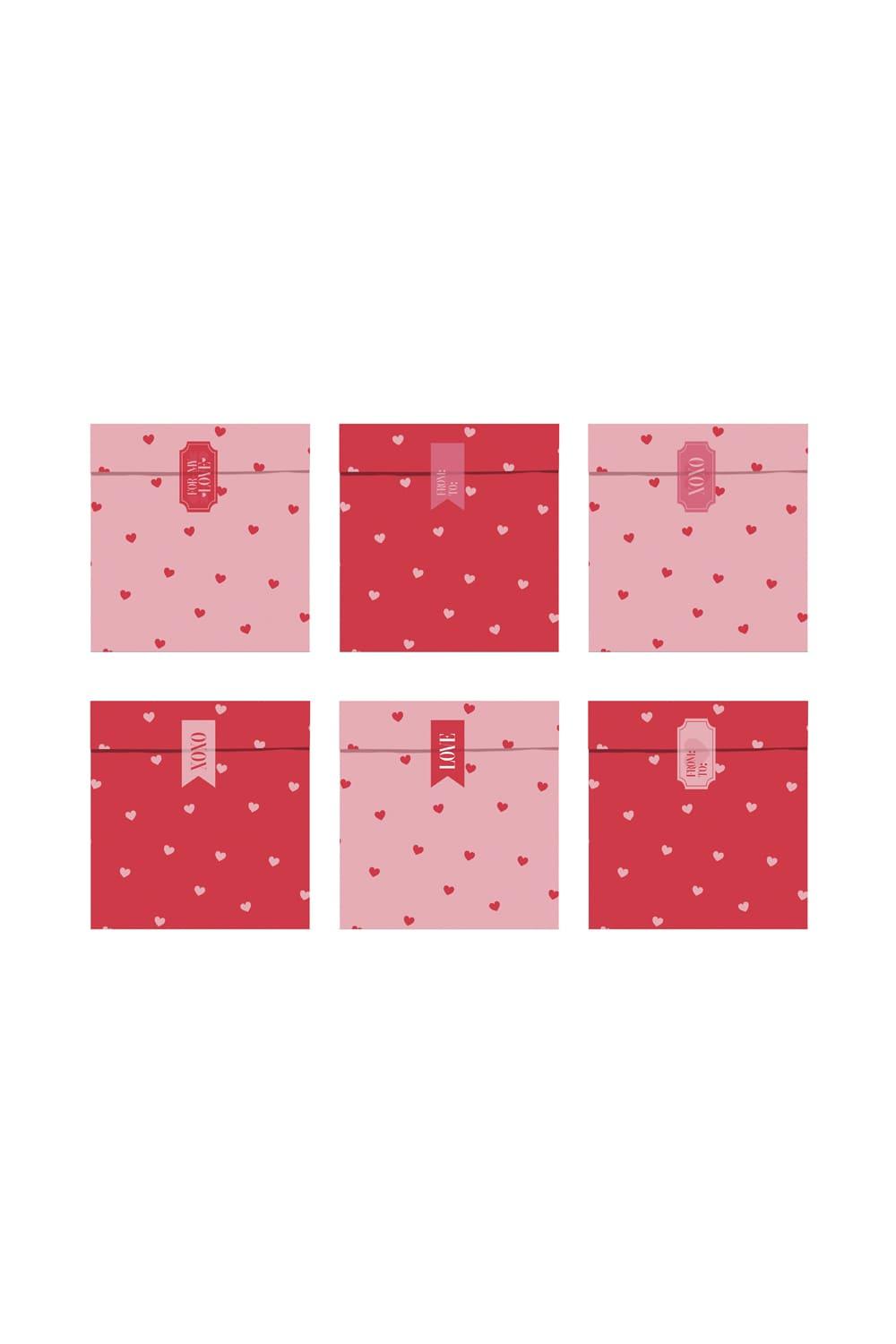 Herzpapierbeutel im Set mit 6 Stück. Herzchen Taeschchen