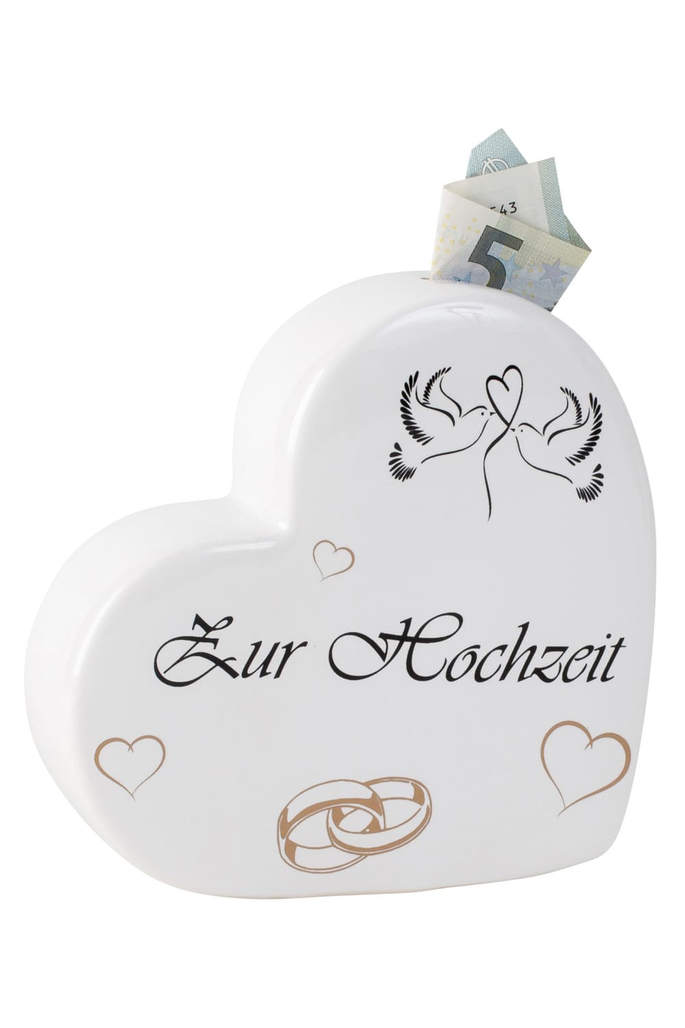 Sind Sie auf der Suche nach einem grossartigen Geldgeschenk fuer eine Hochzeit? Dann empfehlen wir Ihnen dieses Herz Sparkaesseli. Wuenschen Sie dem Hochzeitspaar mit diesem aussergewoehnlichen Geschenk nur das Beste fuer den gemeinsamen Lebensweg und erfuellen Sie mit einen Zustupf, Wuensche des frischgetrauten Ehepaares.
