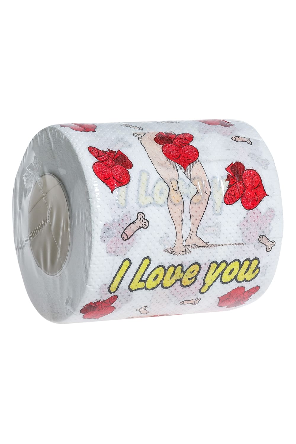Dieses Erotik WC-Papier ist ein absoluter Spassfaktor fuer jedes Badezimmer. Ein lustiges Klopapier mit Penis Motiv und der Aufschrift: I love you.