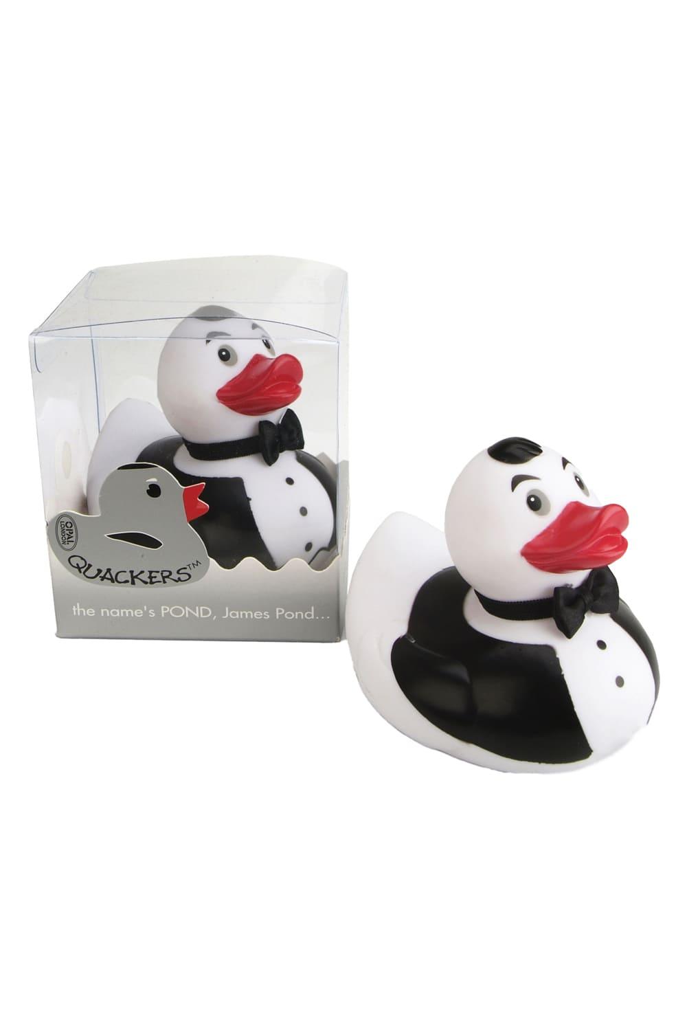 Die Badeente traegt ihr Entenkleid im James Bond Style. Die Badeente hat eine Groesse von 10 cm und ist verpackt im Boexli. Jetzt bei Geschenk Insel!