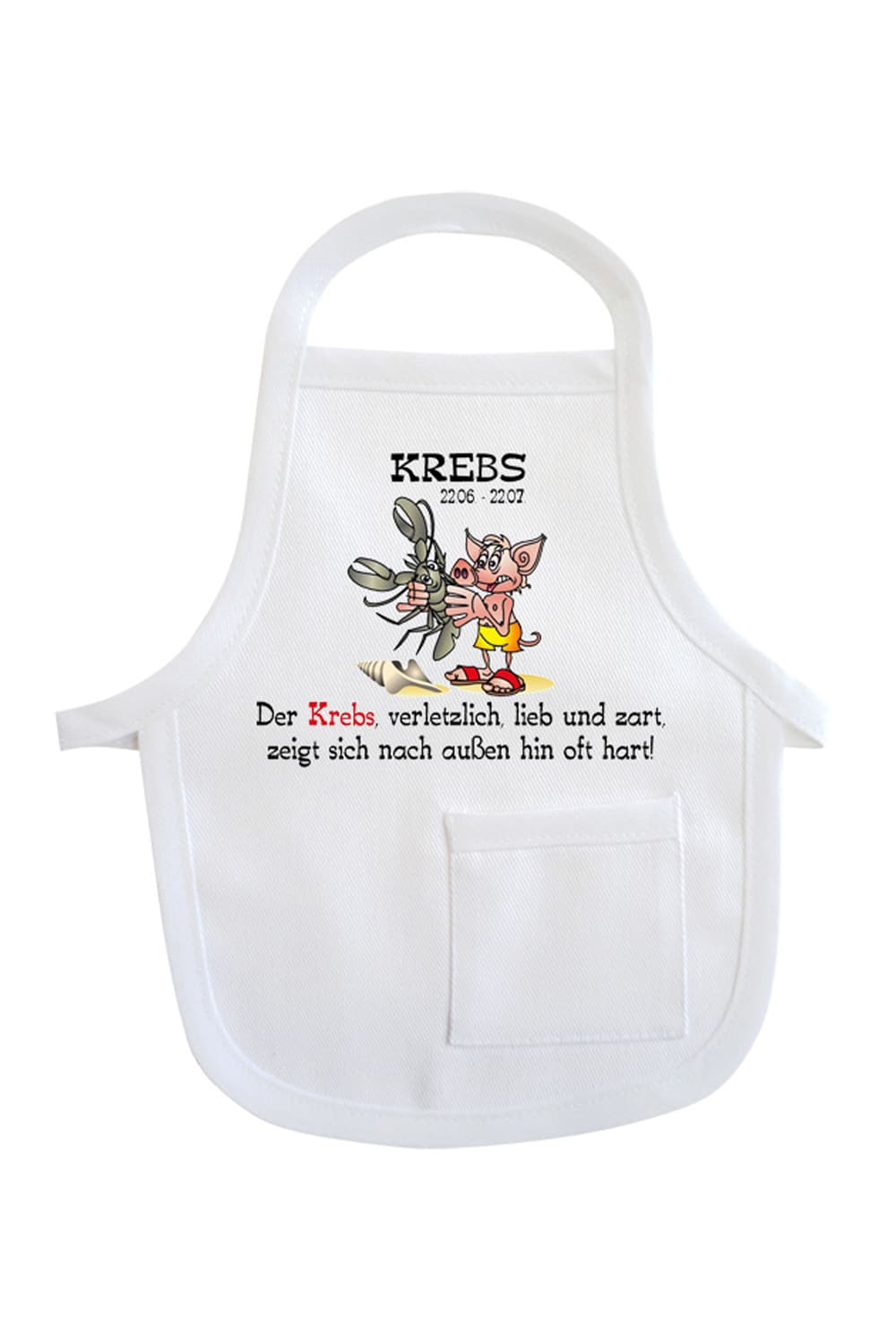 Mini-Schuerze! Die Sternzeichen Flaschenschuerze mit dem Spruch: Krebs 22.06-22.07. Der Krebs, verletzlich, lieb und zart, zeigt sich nach aussen hin oft hart!