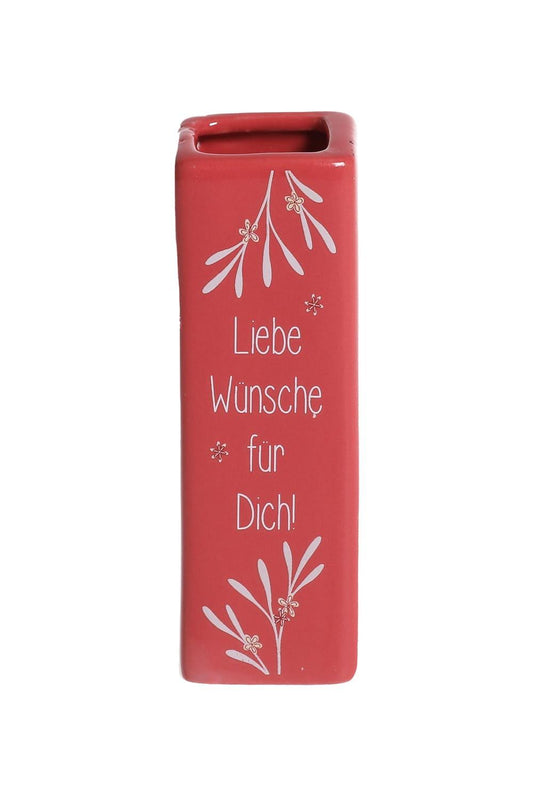 Mini Vase mit Spruch. Kleine Blumenvase. Liebe Wuensche fuer Dich!