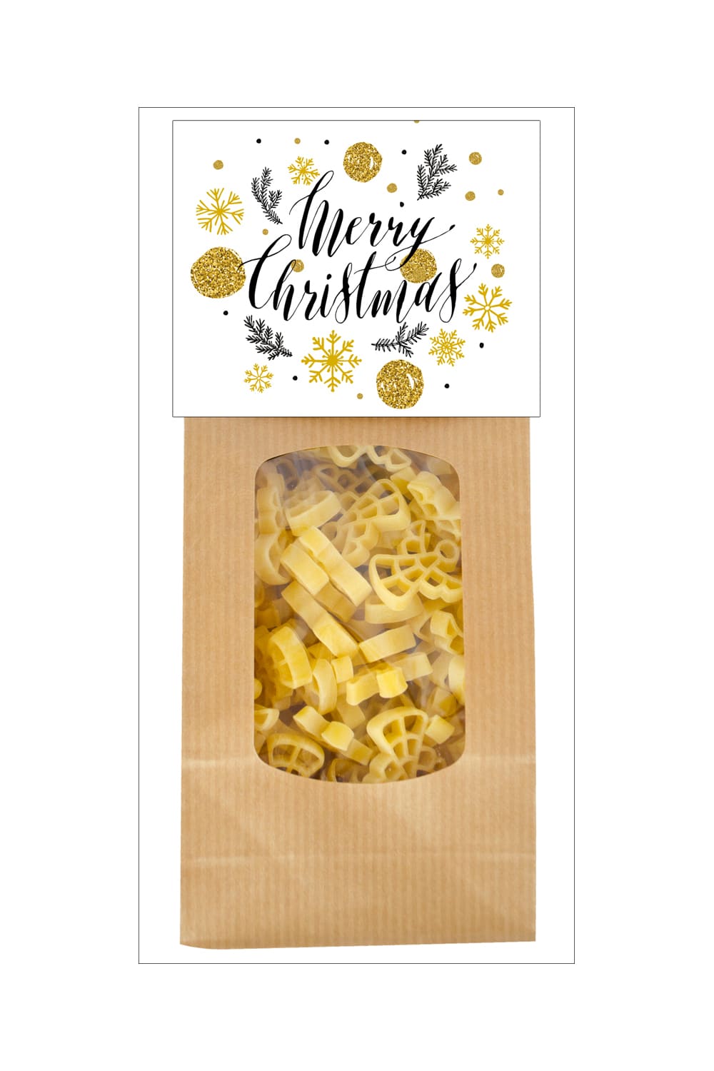 Die beliebten Nudeln, sind in einer Engel Form. Auf der Rückseite der Naturverpackung steht ein leckeres Rezept aus Tomaten und Mozzarella Sauce. Der Spruch: Merry Christmas, befindet sich auf der Vorderseite. Die Pasta, werden in der Schweiz hergestellt und die Packung beinhaltet ca. 250 Gramm. Dieses Geschenk eignet sich perfekt für die Weihnachtszeit. Passend zur Adventszeit oder als Gschenk zu Weihnachten.