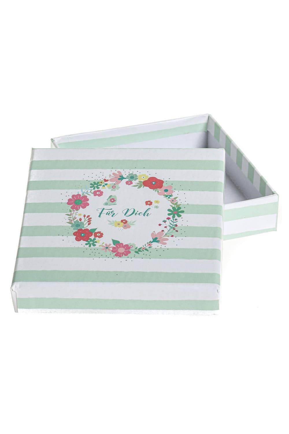 Mini Geschenkbox mit der Aufschrift: Fuer Dich. Kreatives Geldgeschenk mit Blumen