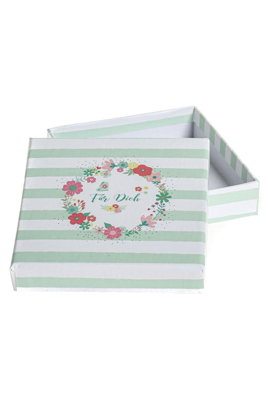 Mini Geschenkbox mit der Aufschrift: Fuer Dich. Kreatives Geldgeschenk mit Blumen