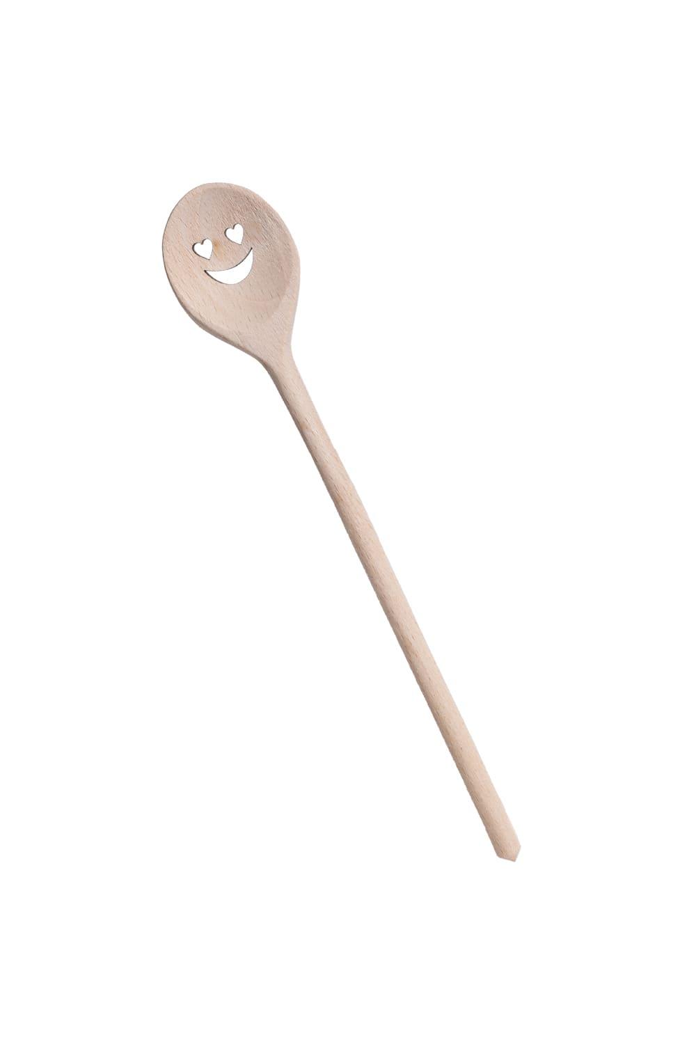 Mit dieser Mini Smile Holzkelle macht das Kochen doppelt so viel Spass. Das Motiv ist ausgestanzt. Kleiner Kochloeffel als perfektes Geschenk fuer jeden Anlass!