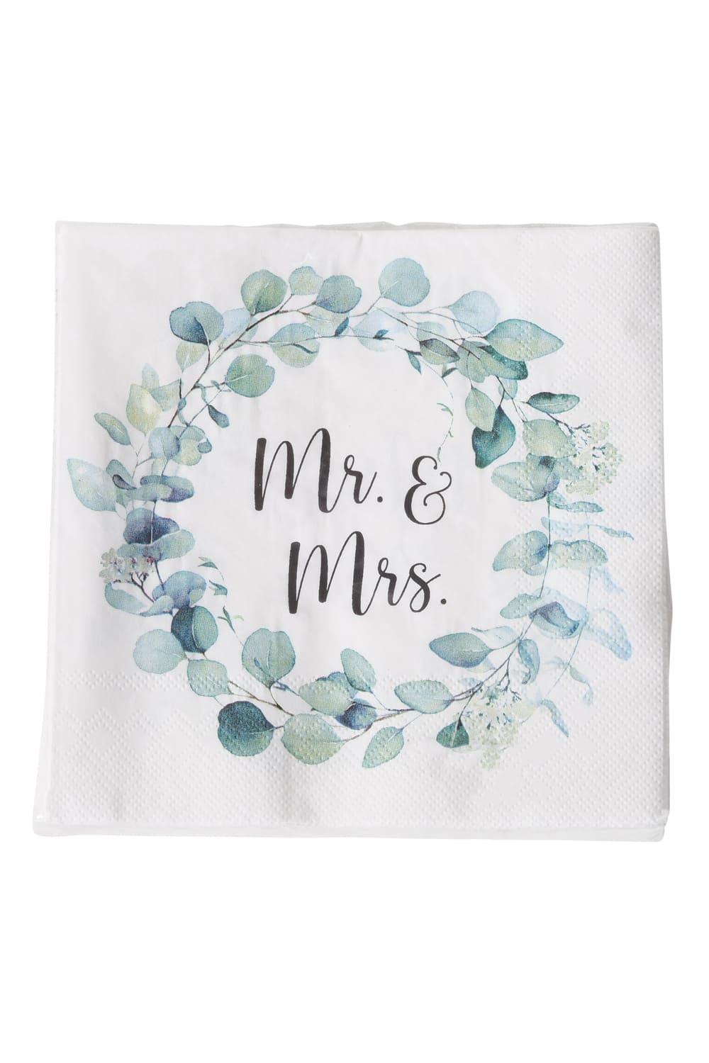 Schoene Mr & Mrs Floral Servietten als Dekoration fuer ein Hochzeitsfest. Die Motivservietten zur Hochzeit. Die Servietten sind biologisch abbaubar und umweltfreundlich. Die Groesse ist ca. 33 x 33 cm (offen) . 20 Stueck pro Packung.