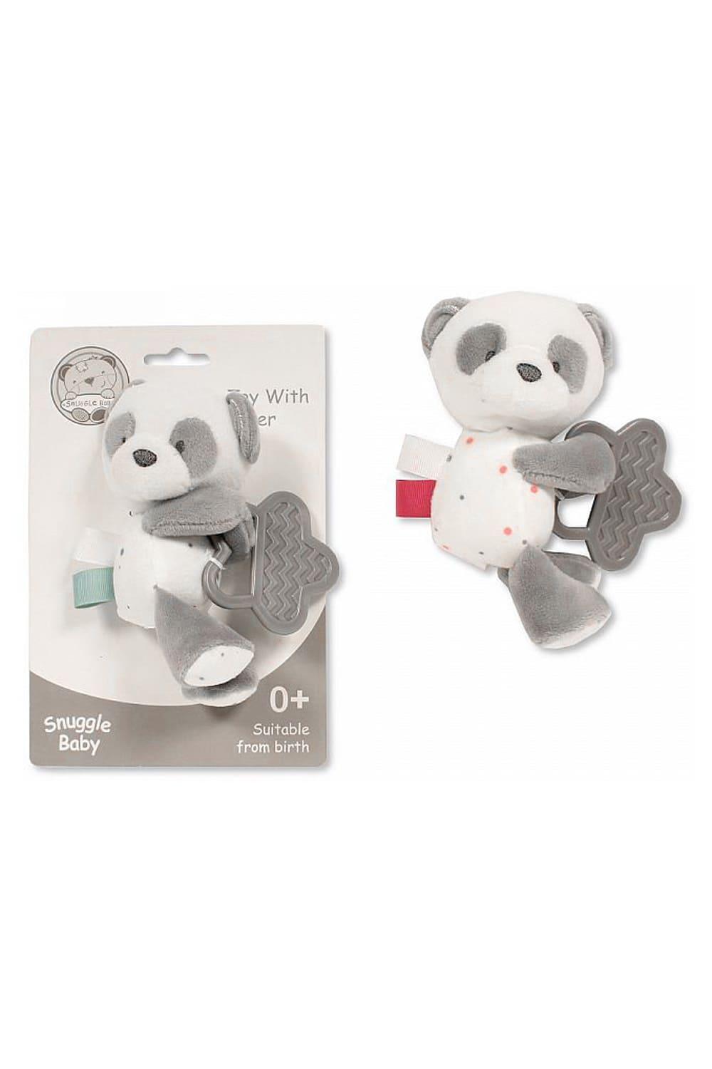 Dieses Babyspielzeug ist ein tolles und praktisches Geschenk fuer Babys. Das Pluesch Spielzeug dient auch als Beisshilfe fuer das zahnende Baby. Der Panda ist in der Farbe rot/rosa und blau erhaeltlich. Ein suesses Geschenk zur Geburt, zum Geburtstag, zu Weihnachte oder einfach als Mitbringsel fuer zwischendurch.