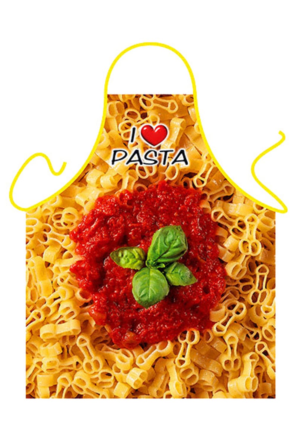 I love Pasta. Schuerze mit Penis Pasta und Tomatensauce. Die lustige Kochschuerze / Grillschuerze ist ein perfektes Geschenk fuer Alle die eine grosse Portion Humor haben. Die lustige Funschuerze ist aus Polyester und ist waschbar bei 50°C.