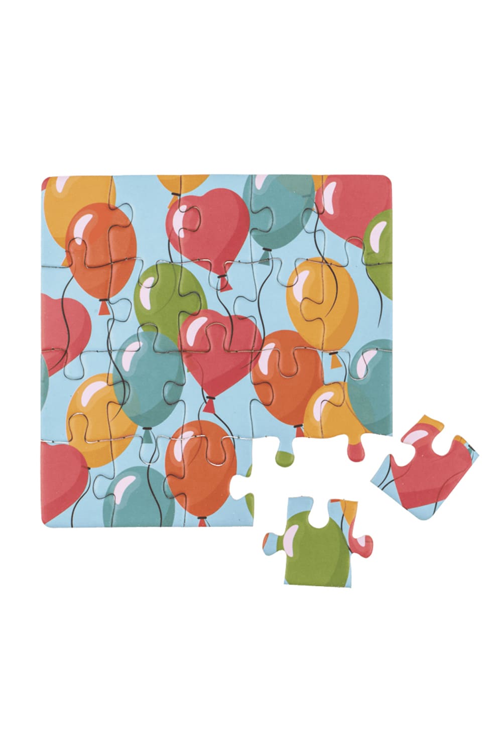 Puzzlekarte mit dem Motiv: Ballone. Geschenkkarte.