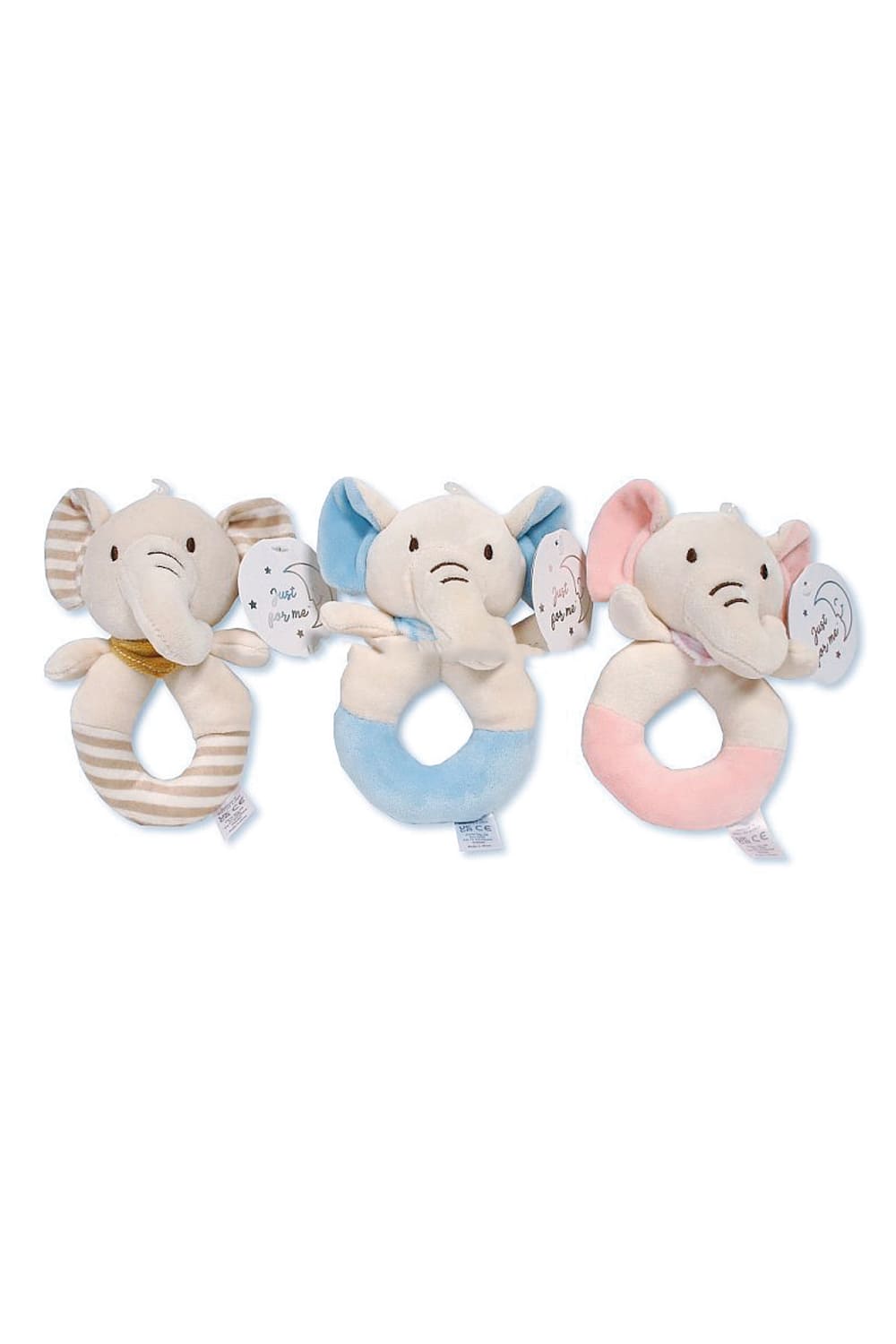 Die Ringrassel ist ein praktisches Geschenk fuer das Baby. Der Elefant ist aus Pluesch. Die Babyrassel ist in der Farbe rosa, blau und beige erhaeltlich.