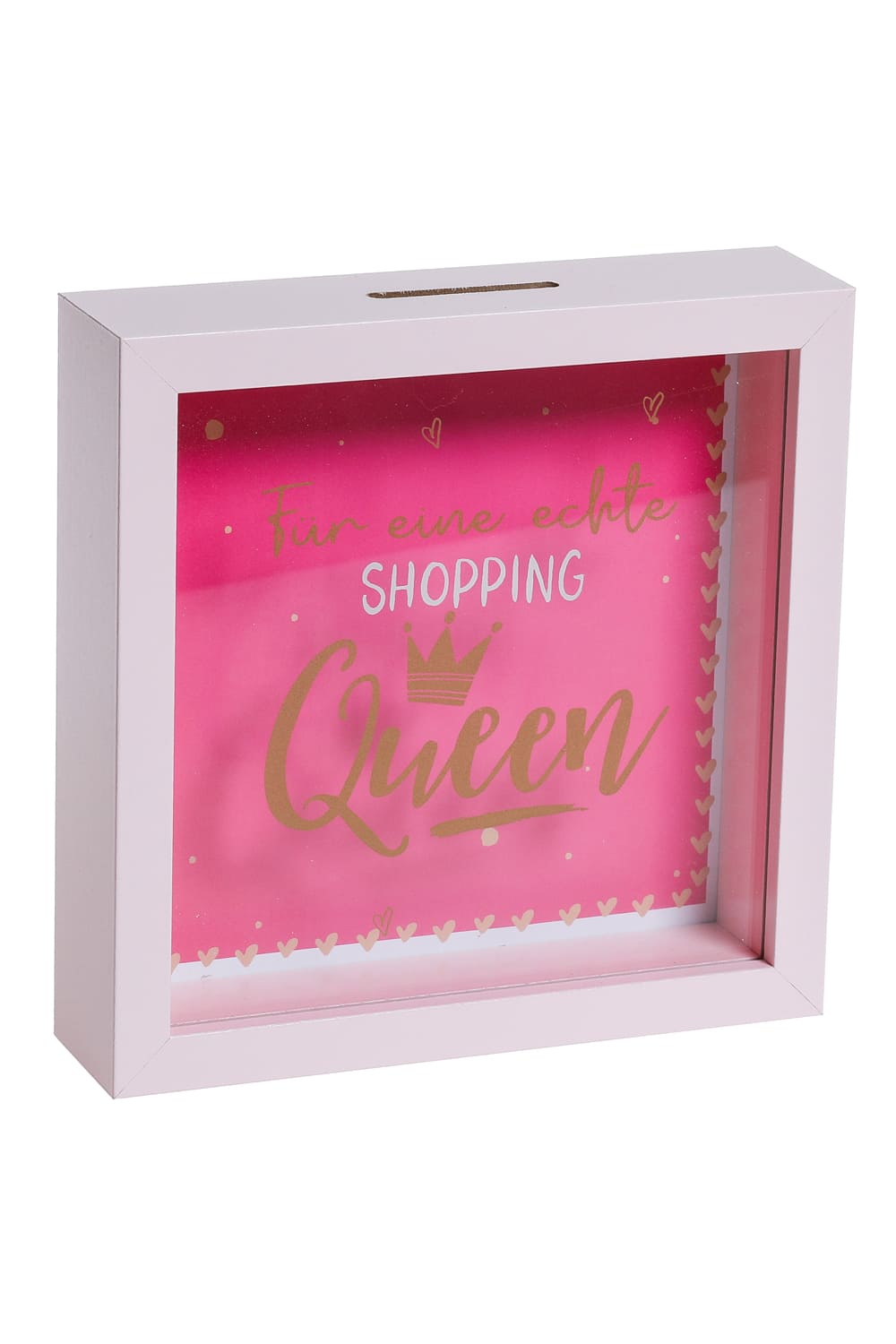 Dieses Shopping Queen Sparkaesseli ist ein ideales Geschenk fuer jede Gelegenheit! Die Holz Sparkasse ist bedruckt mit einer herzigen Krone und der Aufschrift: Shopping Queen.