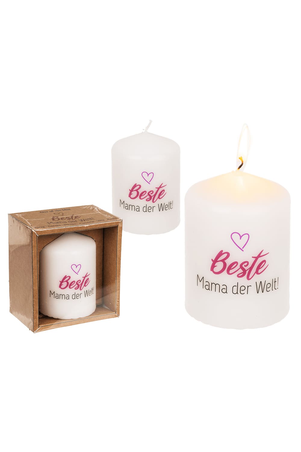 Diese Spruchkerze ist eine perfektes Geschenk und Mitbringsel! Auf der Kerze befindet sich der Spruch: Beste Mama der Welt! Der herzige Spruch, gibt dieser Stumpenkerze noch den speziellen Feinschliff. Perfektes Geschenk zum Muttertag, zum Geburtstag, zu Weihnachten.