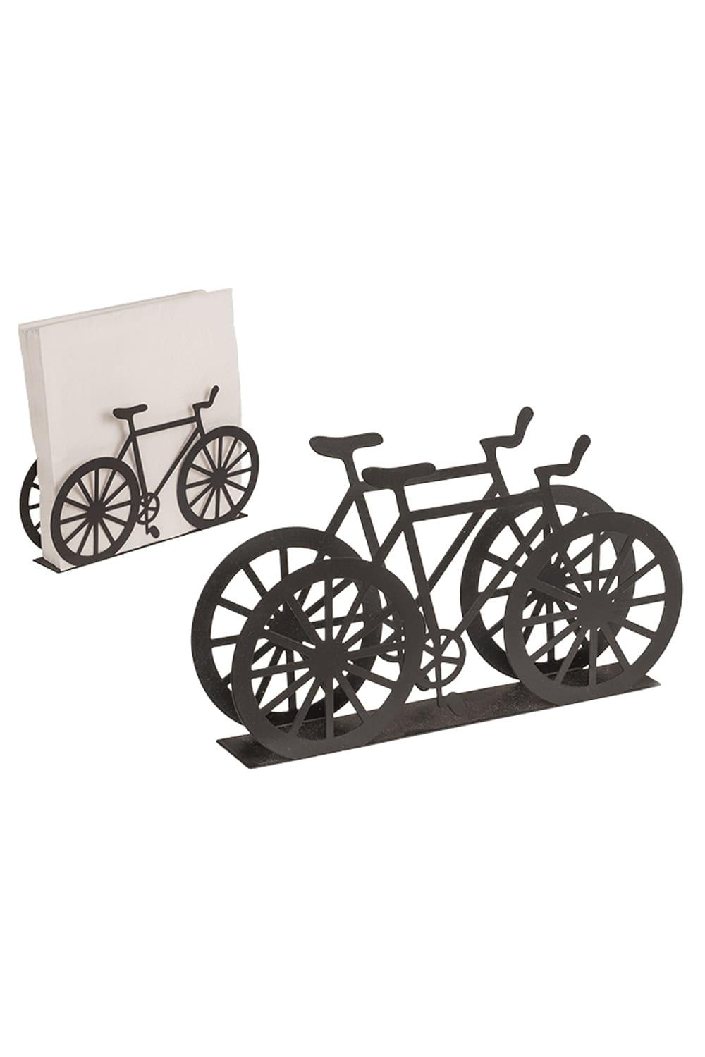 Dieser schwarzer Velo Serviettenhalter aus Metall ist perfekt als Geschenk fuer jeden Fahrrad Fan. Ideal als kreative Dekoration auf dem Tisch. Der Metallhalter ist in der Farbe schwarz erhaeltlich. Farblich passen somit alle Servietten.