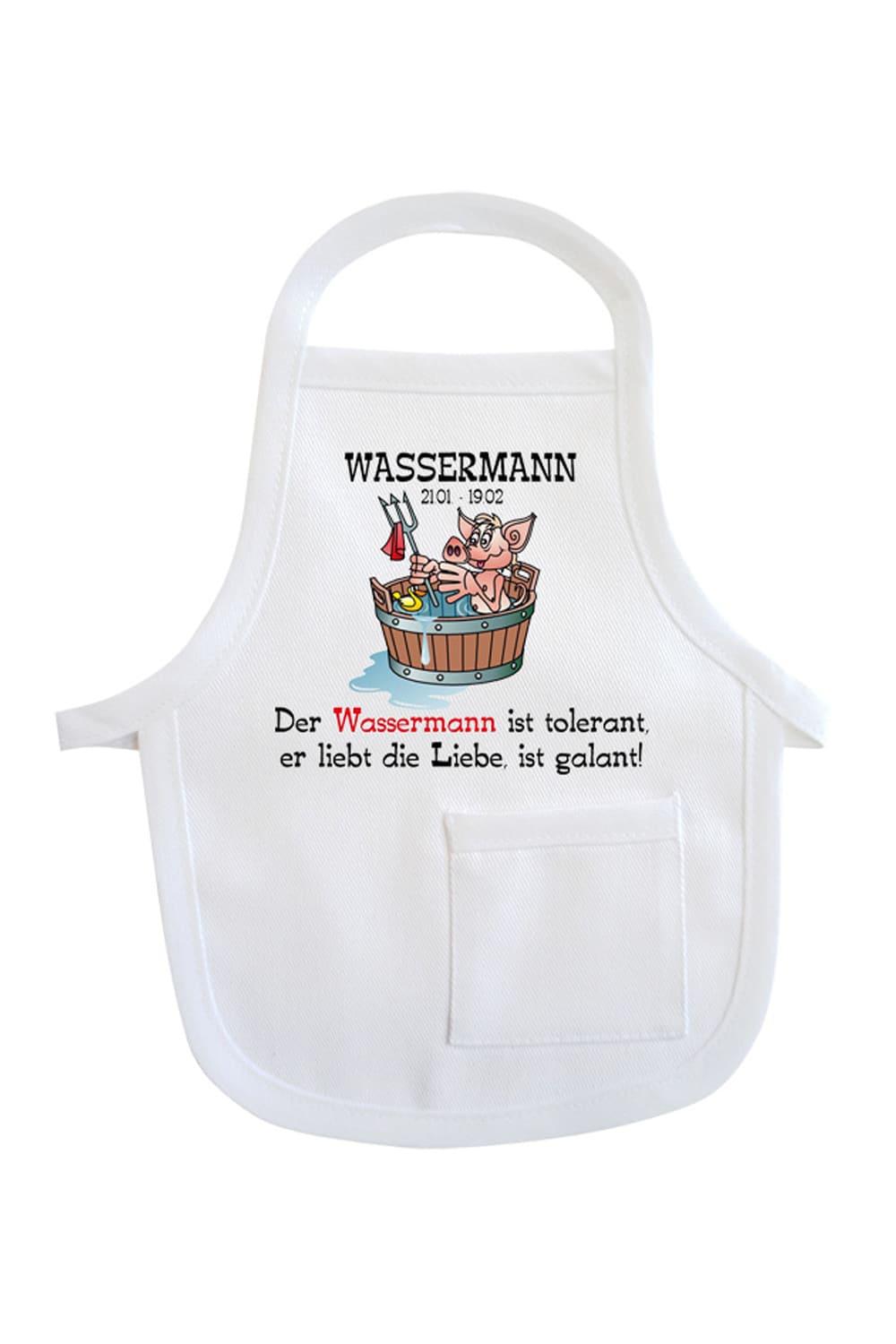 Mini-Schuerze! Die Sternzeichen Flaschenschuerze mit dem Spruch: Wassermann 21.01-19.02. Der Wassermann ist tolerant, er liebt die Liebe, ist galant!