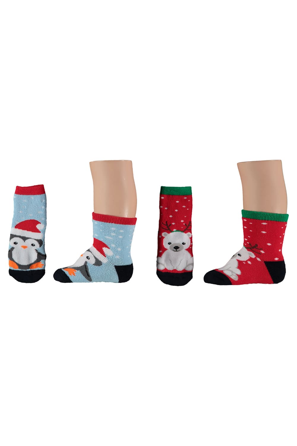 Weihnachten Babysocken mit Pinguin und Eisbaer. Perfektes Weihnachtsgeschenk fuer Neugeborene und Babys.