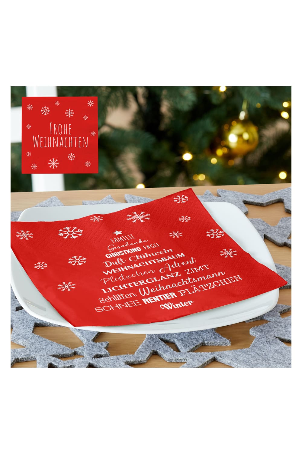 Die Weihnachten Servietten (2 Stk.) machen das Weihnachtsfest unvergesslich. Diese Weihnachtsservietten sind biologisch abbaubar und umweltfreundlich.