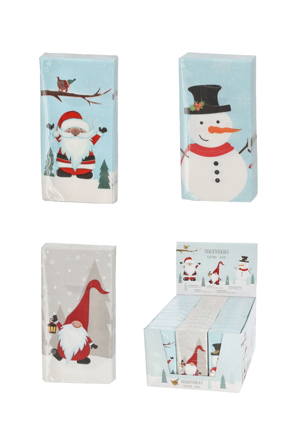 Diese herzigen Weihnachten Snow Taschentuecher sorgen fuer viel Freude waehrend der Winterzeit. Ein witziges Geschenk fuer die Adventszeit. Preis fuer 3 Stk.