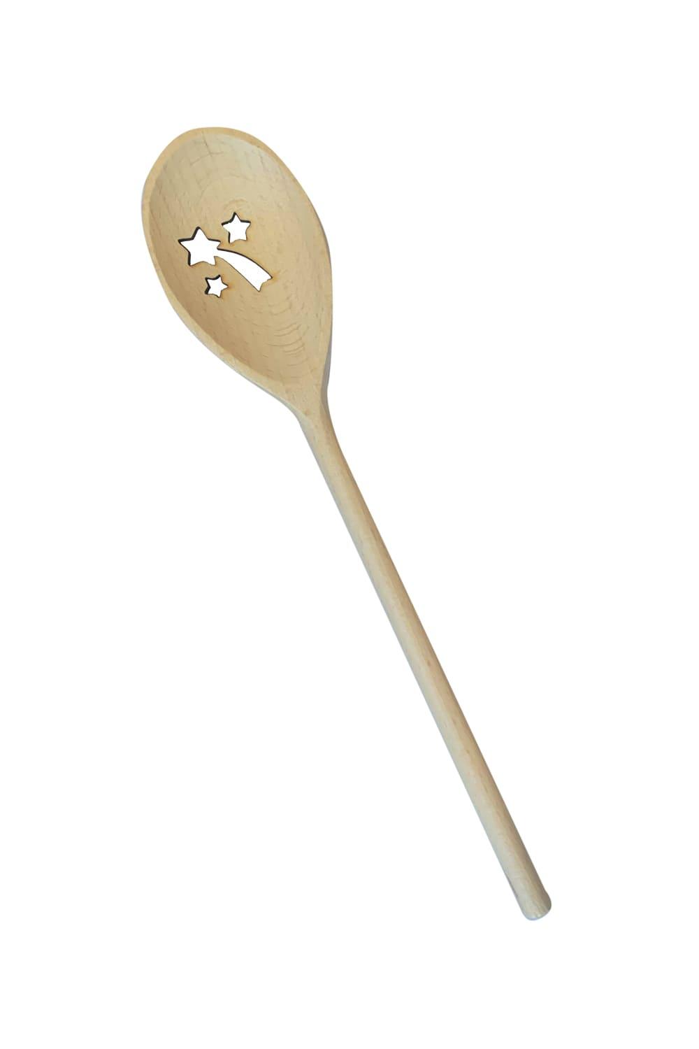 Mit dieser kreativen Holzkelle macht das Kochen doppelt so viel Spass. Die Weihnachtssterne sind ausgestanzt. Ein perfektes Holzgeschenk fuer die Weihnachtszeit und ideal als Geschenk zu Weihnachten. Lassen Sie den Kochloeffel schwingen und verzaubern Sie andere mit Ihren weihnachtlichen Koestlichkeiten.