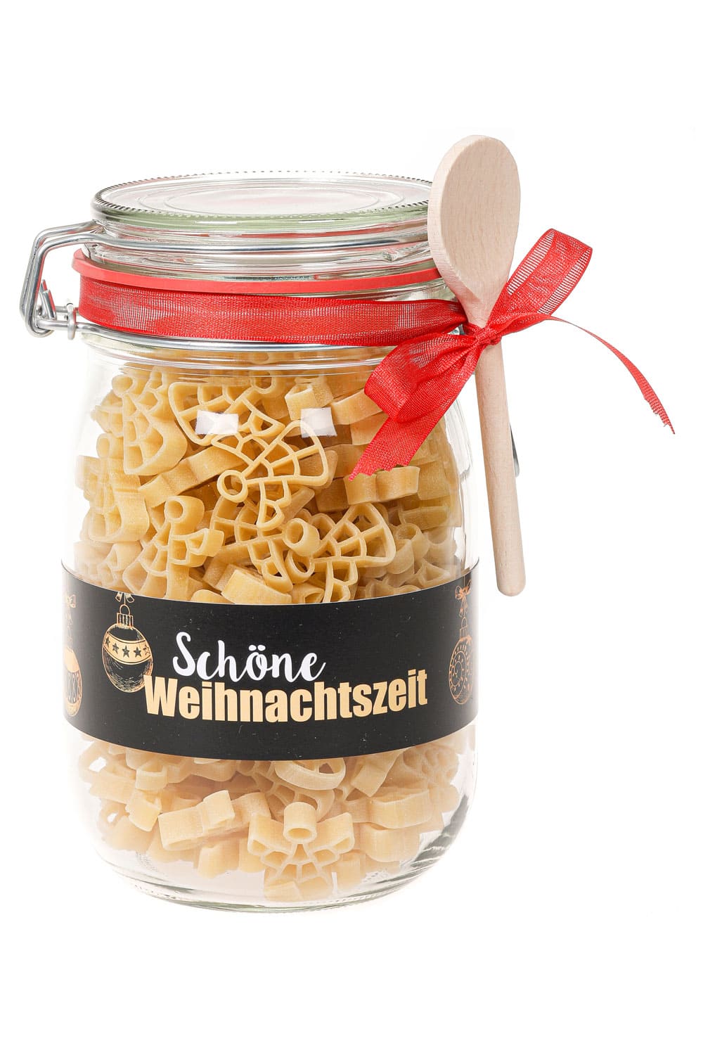 Pasta zu Weihnachten. Weihnachtszeit Teigwaren. Weihnachtsgeschenk Nudeln. Geschenkset Pasta.