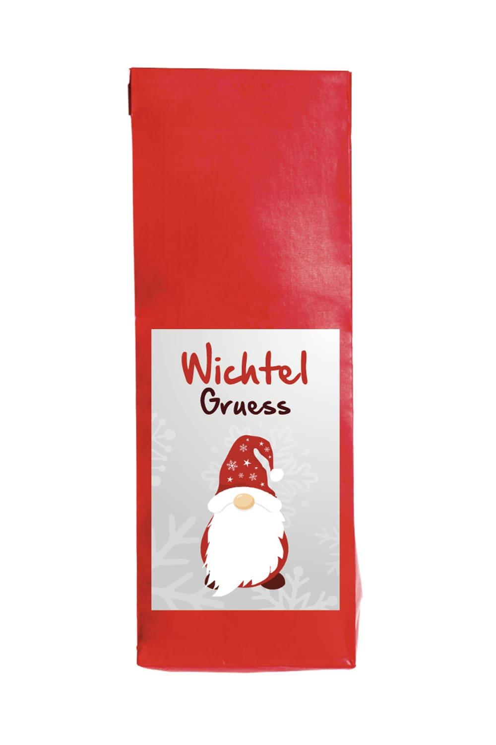 Dieser leckere Fruechtetee ist in einem herzigen Beutel verpackt. Auf dem Beutel ist eine Wichtel Etikette aufgeklebt mit der Aufschrift: Wichtel Gruess. Ein kreatives kleines Geschenk fuer alle, die gerne Tee trinken. Dieses Teegeschenk ist perfekt fuer die Adventszeit und Wichtelzeit sowie zu Weihnachten!