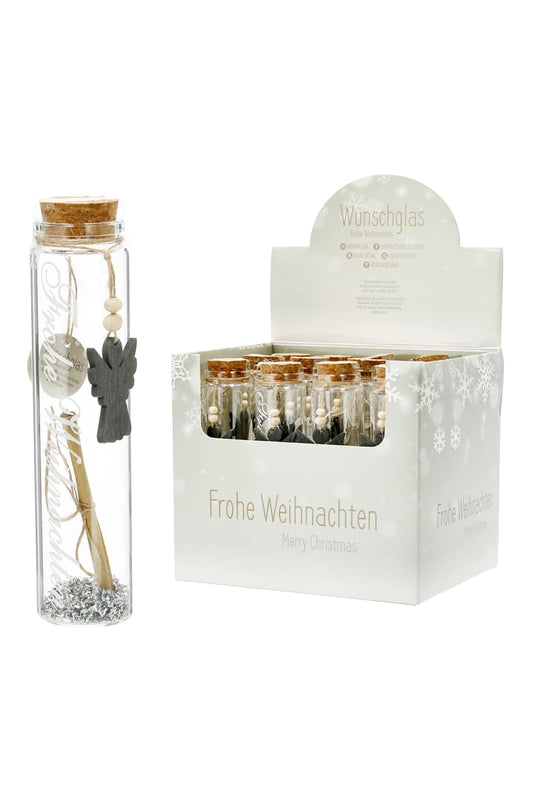 Kleines Wunschglas mit Engel als Weihnachtsgeschenk.