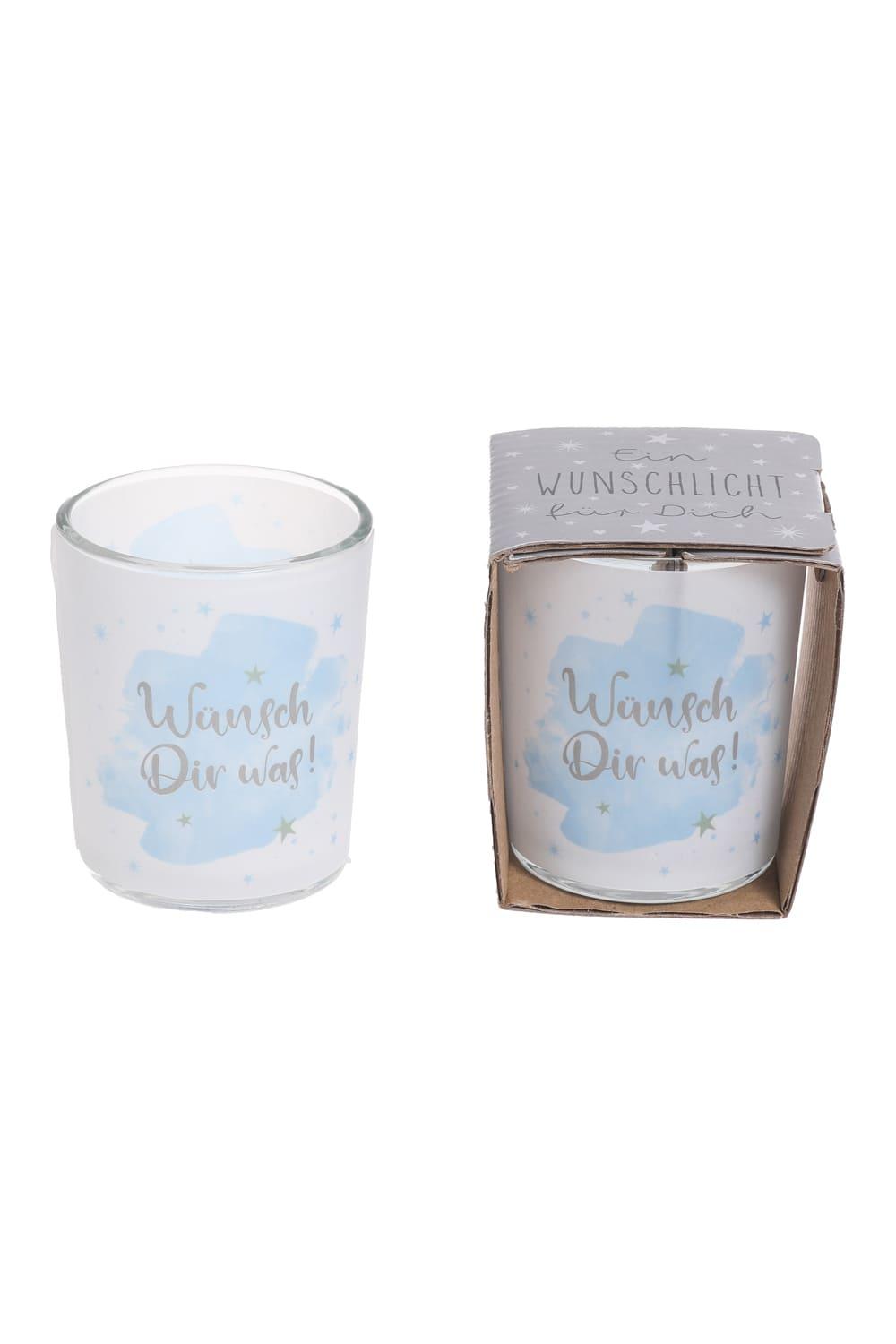 Wunschlicht Glas mit dem Spruch: Wuensch dir was! Kerzenglas.