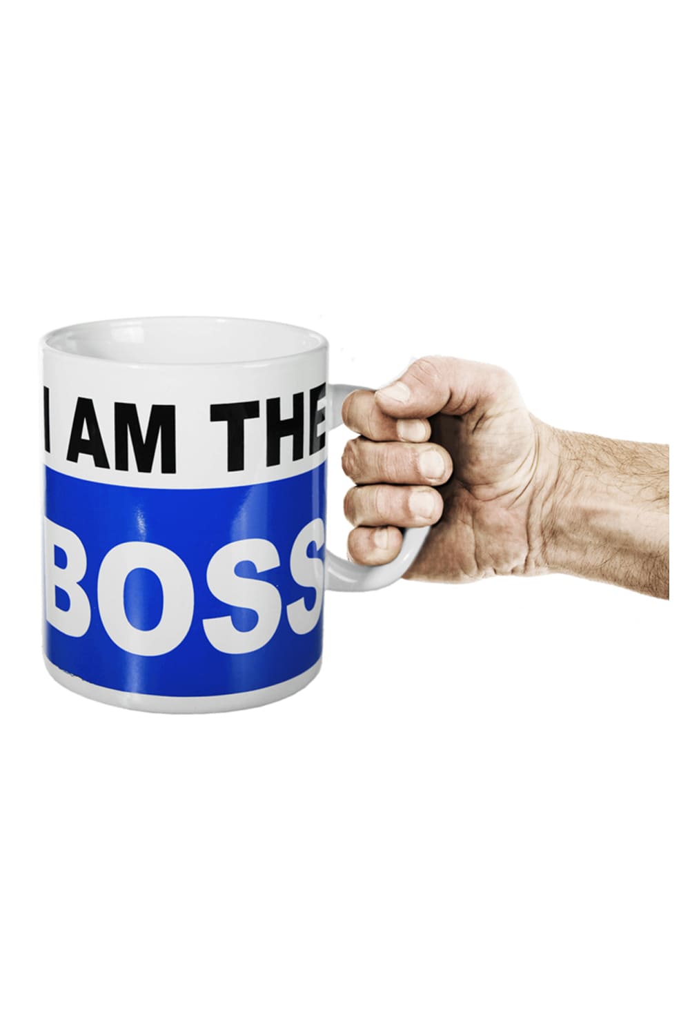 Die XXL Jumbo Tasse mit der Aufschrift: I AM THE BOSS. Die Keramik Spruchtasse ist beidseitig bedruckt und verpackt in einer schoenen Kartonbox. Die Tasse hat eine Füllmenge von 1000 ml.