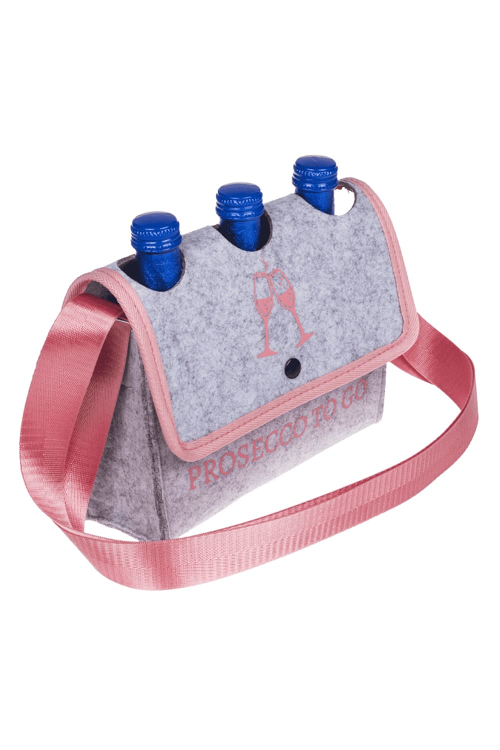 Die Flaschentasche hat Platz fuer drei kleine Flaschen Prosecco. Die Umhaenge Proseccotasche kann auch sonst beliebig gefuellt werden. Jetzt bei Geschenk Insel.