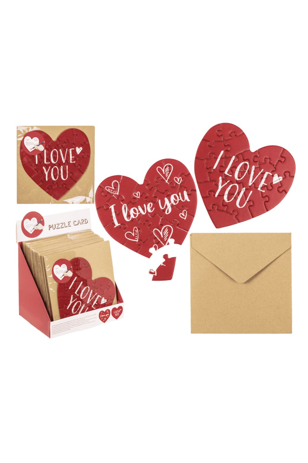 Machen Sie Ihre persoenliche Herzensbotschaft noch origineller mit diesen Geschenkkarten. Die Herz Puzzlekarten sind je 20-teilig und mit Briefumschlag sowie mit der Aufschrift: I love you!