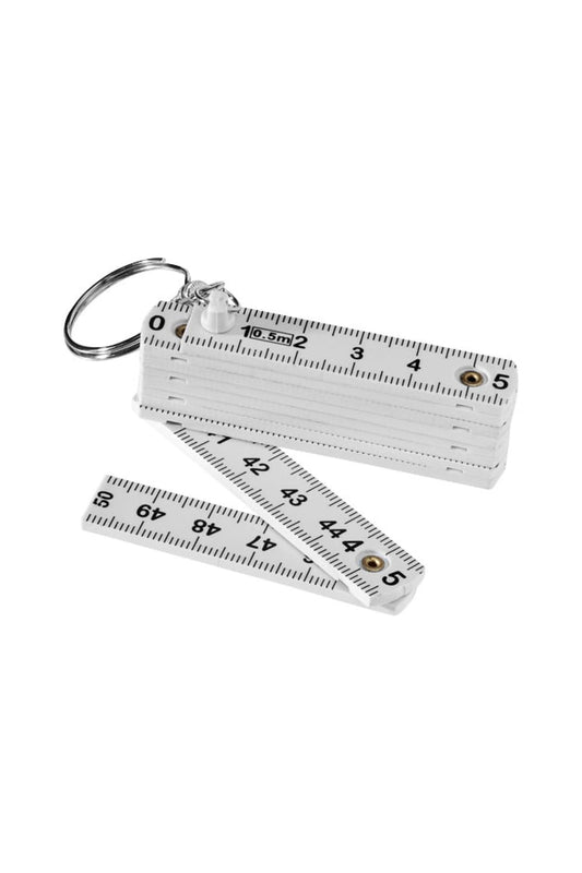 Kleiner Zollstock. Mini-Meter als Schluesselanhaenger mit Spruch.