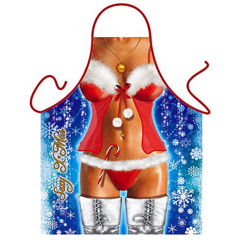 Sexy Christmas. Eine Frau halbnackt im heissen Nikolaus Kostuem. Da staunen sogar Samichlaus und Schmutzli. Eine lustige und sexy Kochschuerze sowie Grillschuerze. Die Fun Schuerze aus Polyester ist waschbar bei 50°C sowie farbfest. Die X-Mas Girl Schuerze hat eine Laenge von ca. 74 cm. Ein witziges Geschenk zu Weihnachten!