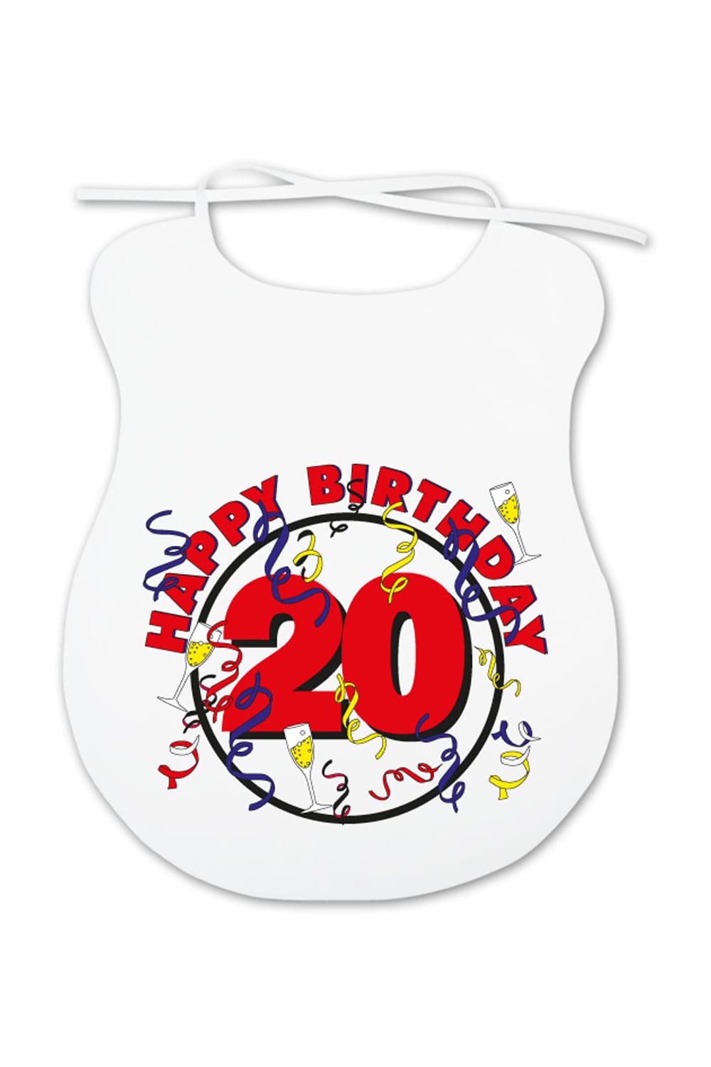 Dieser Esslatz ist ein lustiges Geschenk fuer alle Erwachsene, die mehr oder weniger beim Essen kleckern und Humor lieben. Auf dem Spaghetti-Latz ist ein cooles Bild aufgedruckt sowie die Zahl 20 und die Aufschrift: Happy Birthday. Dieser Erwachsenenlatz ist ein witzige Geschenk zum 20. Geburtstag!!!