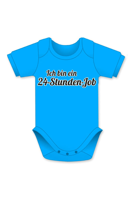 24 Stunden Job Baby Body als witziges Babygeschenk. Baby Body mit dem Spruch: Ich bin ein 24-Stunden-Job.